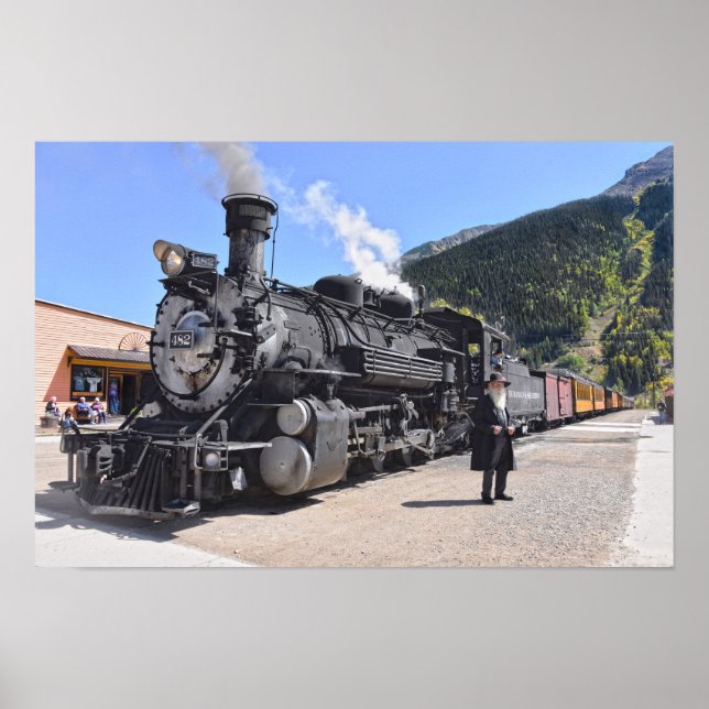 Old Timer at the Silverton, Colorado, Train Stop Poster (Front)