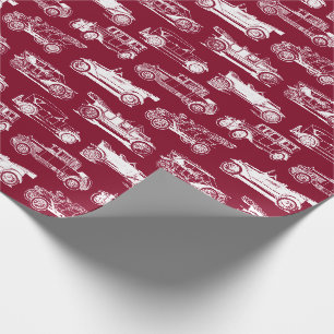 Old-timer Burgundy White Vintage Car Pattern Wrapping Paper