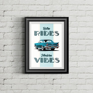 Old timer in retro colors. poster