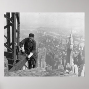Old Timer Steel Worker on Empire State Building Poster