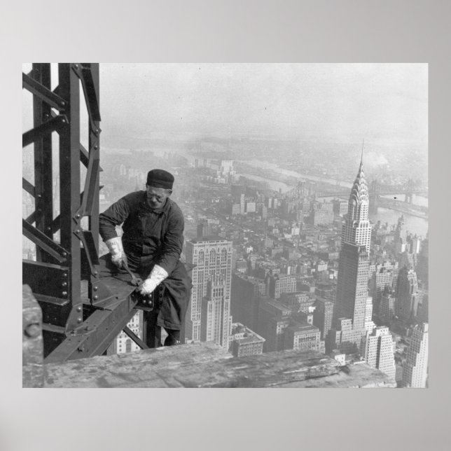 Old Timer Steel Worker on Empire State Building Poster (Front)