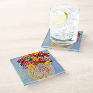 Old Timey Bouquet Glass Coasters
