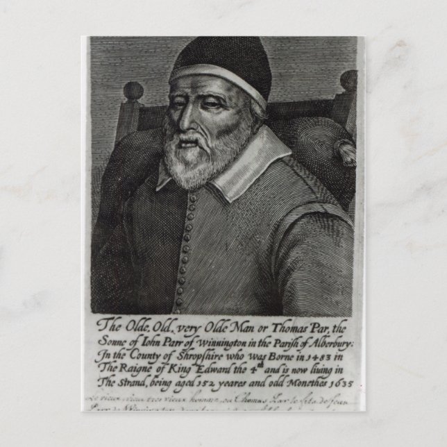 Old Tom Parr, 1635 Postcard (Front)