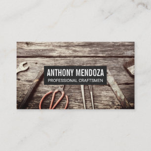 Old Tools Craftsmen Wood Work Station Business Card