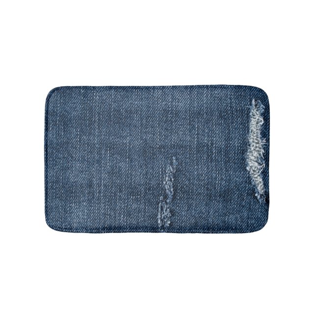 Old torn denim: jeans texture. bath mat (Front)