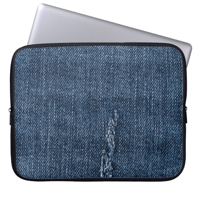 Old torn denim: jeans texture. laptop sleeve (Front)