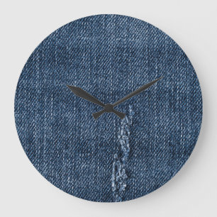 Old torn denim: jeans texture. large clock