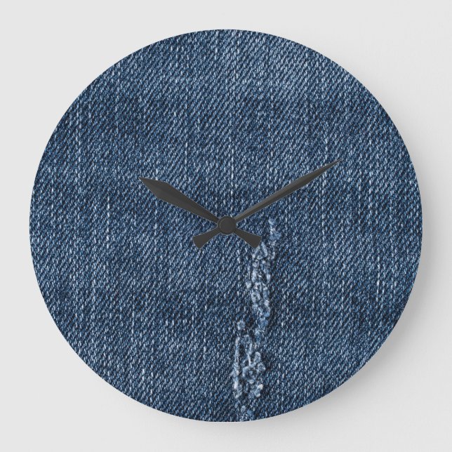 Old torn denim: jeans texture. large clock (Front)