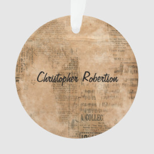 Old Torn Vintage Newspaper Two Personalised Ornament