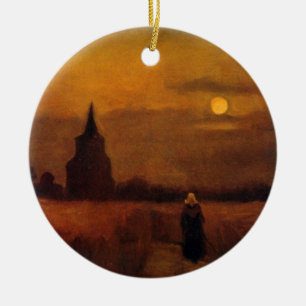 Old Tower In The Fields by Vincent van Gogh Ceramic Tree Decoration