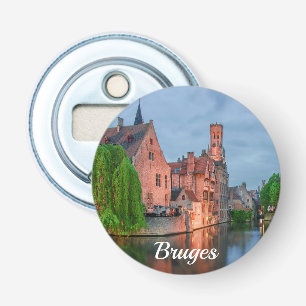 Old town and Belfry tower at night in Bruges Bottle Opener