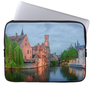 Old town and Belfry tower at night in Bruges Laptop Sleeve