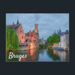 Old town and Belfry tower at night in Bruges Postcard<br><div class="desc">Painting of Bruges old town and Belfry tower at night,  Bruges,  Belgium</div>