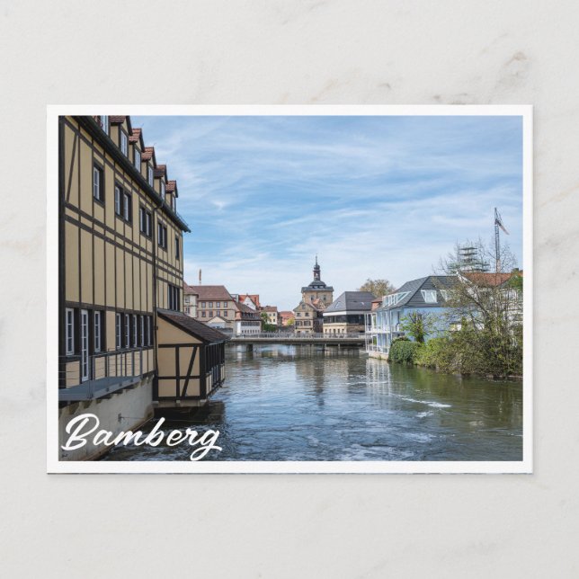 Old town and Regnitz river in Bamberg, Germany Postcard (Front)
