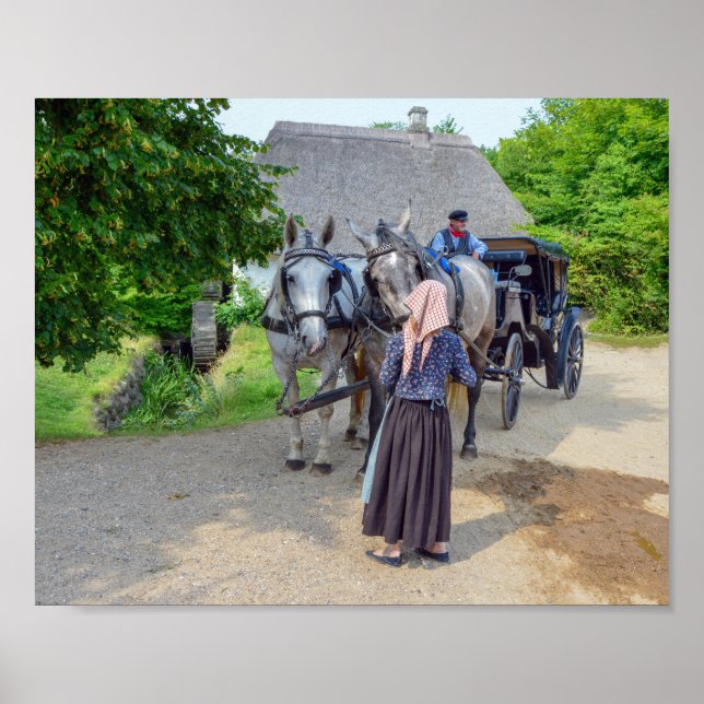 Old Town Carriage Driver in Aarhus, Denmark Poster (Front)