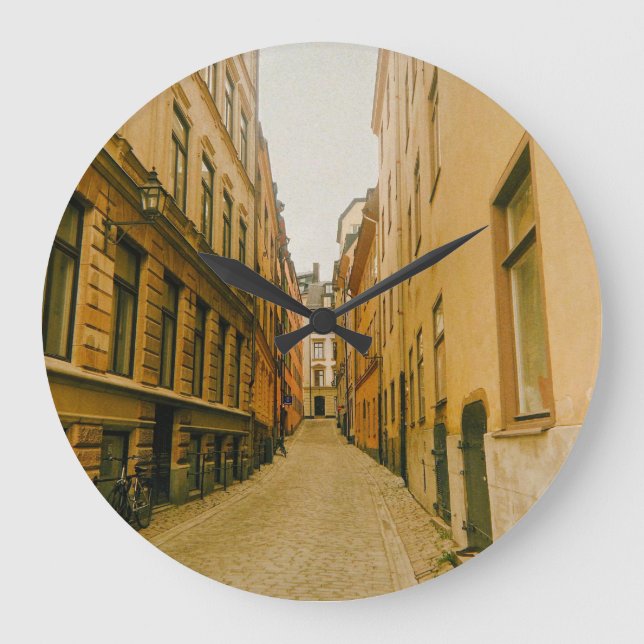 Old Town, Gamla Stan, Stockholm, Sweden Large Clock (Front)