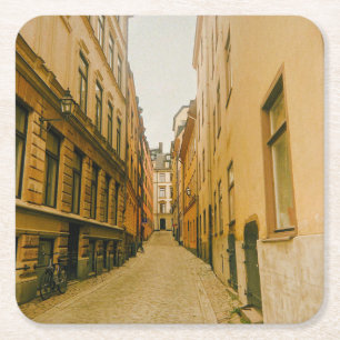 Old Town, Gamla Stan, Stockholm, Sweden Square Paper Coaster