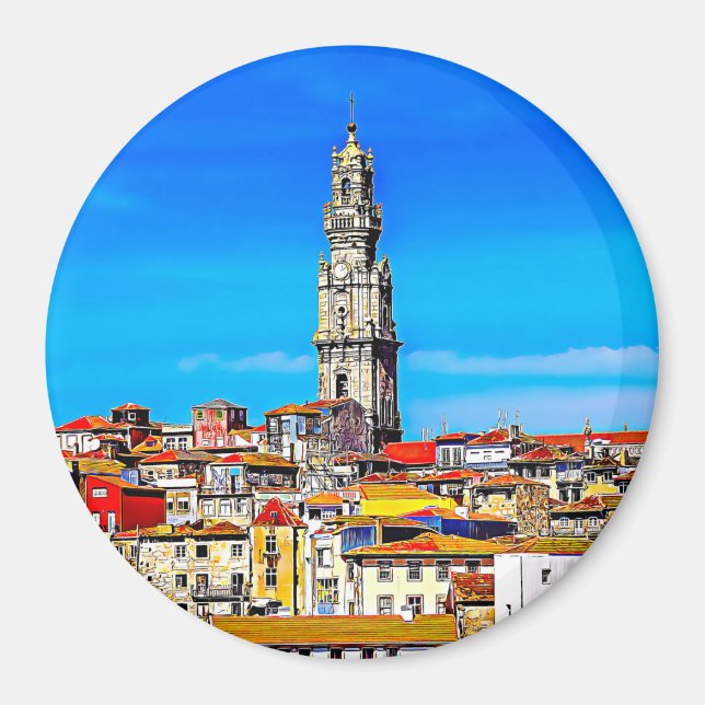 Old town Porto with tower Clerigos. Magnet (Front)