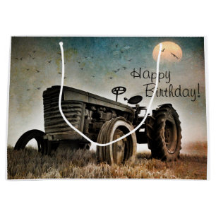 Old Tractor Birthday Large Gift Bag