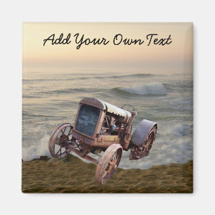 OLD TRACTOR IN SURF- -MAGNET MAGNET