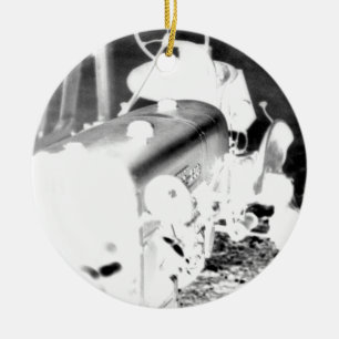 Old Tractor - negative Ceramic Tree Decoration