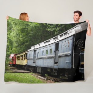 OLD TRAIN CARS FLEECE BLANKET
