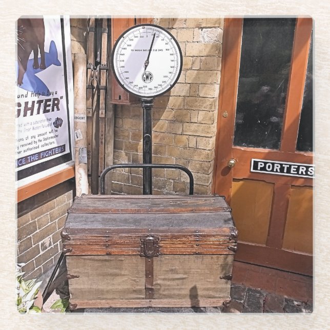 OLD TRAIN STATION GLASS COASTER (Front)