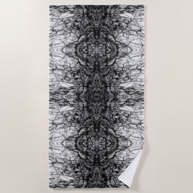 Old Tree Bark Black And White Photo Pattern Design Beach Towel (Front)
