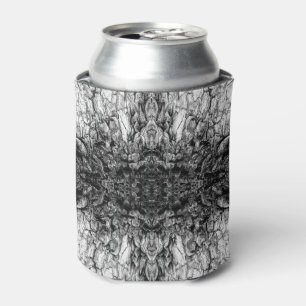 Old Tree Bark Black And White Photo Pattern Design Can Cooler