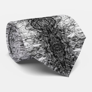 Old Tree Bark Black And White Photo Pattern Design Tie