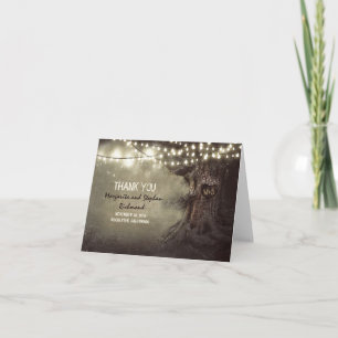 old tree romantic lights wedding thank you cards