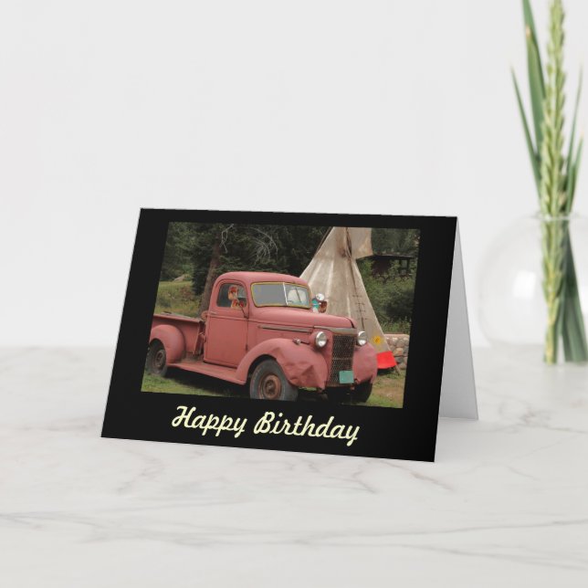 Old Truck and Teepee Birthday Card (Front)