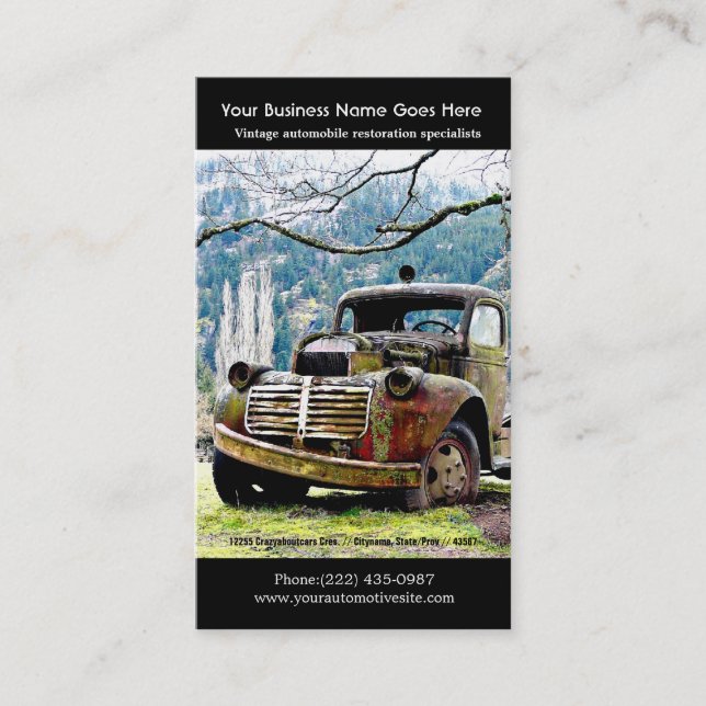Old Truck Repairs - Vintage Auto Photo Business Card (Front)