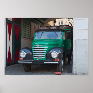 Old truck with beer - poster