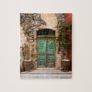 Old Turquoise Door in Crete, Greece Jigsaw Puzzle