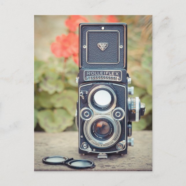 Old twin lens camera postcard (Front)