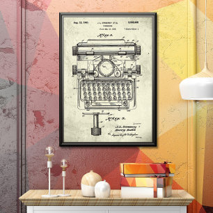 Old Typewriter Patent Poster