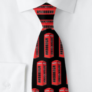 Old UK Telephone Box Pattern Tie