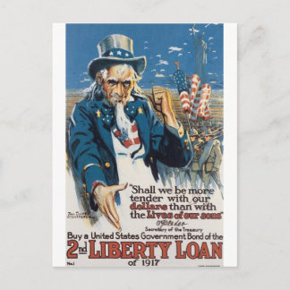 Old "Uncle Sam" U.S. War Poster circa 1917 Postcard