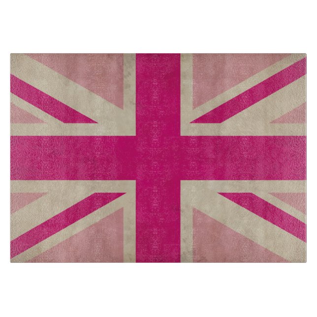 Old Union Jack Flag Glass Cutting Board (Front)