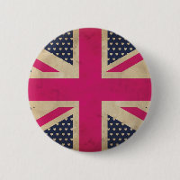 Old Union Jack in Pink Flag Button Badge