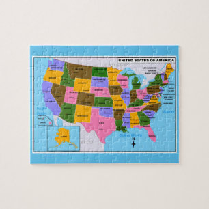 OLD USA Map with State Capitals and Gulf of Mexico Jigsaw Puzzle
