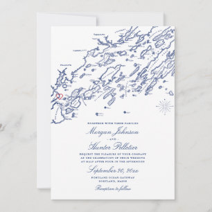 OLD VERSION Portland Maine Map Wedding Invitation