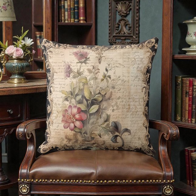 Old Victorian Black Floral Cushion (Creator Uploaded)