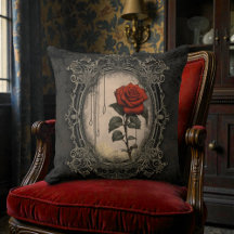 Old Victorian Black with Red Rose