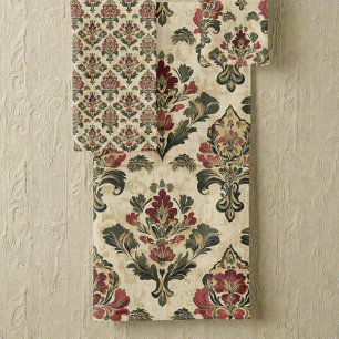 Old Victorian Damask Pattern Bath Towel Set