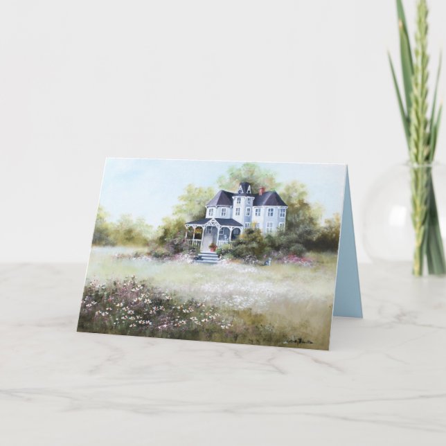 Old Victorian House With Cats Rustic  Country Card (Front)