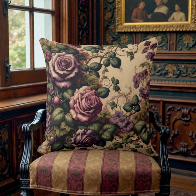 Old Victorian Purple Floral Cushion (Creator Uploaded)