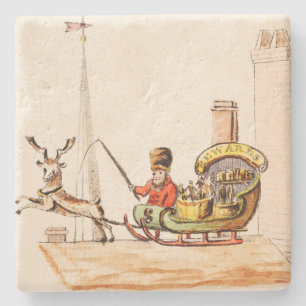 Old Victorian Santa Claus Christmas Stone Coaster