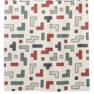 Old video game square seamless pattern,background  shower curtain